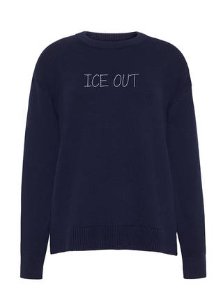 "ice out" Maxine Sweater Cotton Cashmere LINGUA FRANCA NYC Navy XS
