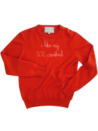 "i like my ICE crushed" Women's Crewneck Cashmere Core LINGUA FRANCA NYC Red XS