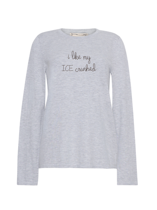 "i like my ICE crushed" Mara Crewneck Cotton Silk Core LINGUA FRANCA NYC Smoke XS