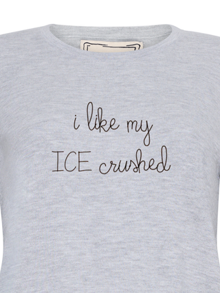 "i like my ICE crushed" Mara Crewneck Cotton Silk Core LINGUA FRANCA NYC
