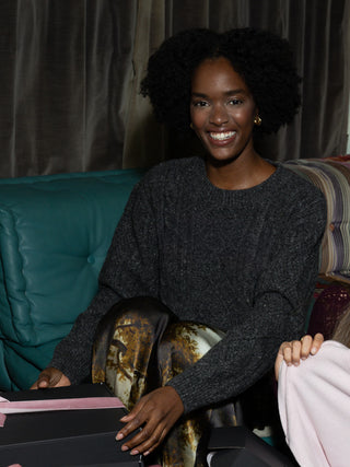 "resist" Bianca Crewneck CUSTOM LINGUA FRANCA NYC Charcoal XS