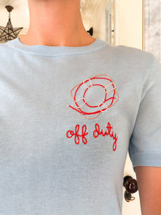 "off duty" Silk Cashmere Short Sleeve Crewneck