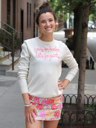 Custom Women's 100% Cashmere Crewneck Sweater Cashmere Core LINGUA FRANCA NYC Cream XS