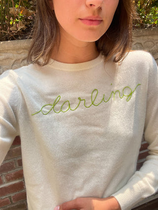 "darling" Crewneck Sweater Lingua Franca NYC   