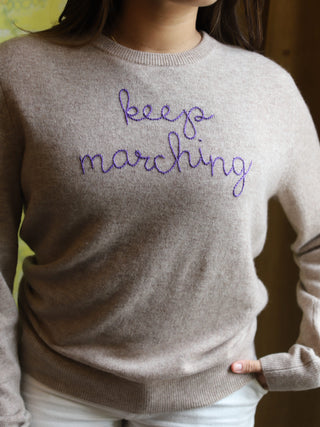 Custom Women's 100% Cashmere Crewneck Sweater Cashmere Core LINGUA FRANCA NYC Oatmeal XS