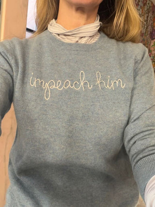 "impeach him" Women's Crewneck Cashmere Core LINGUA FRANCA NYC