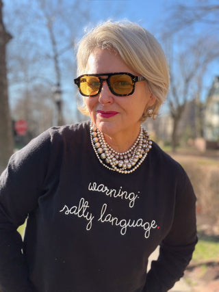 Custom Women's 100% Cashmere Crewneck Sweater Cashmere Core LINGUA FRANCA NYC Navy XS