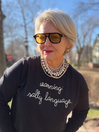 Custom Mara Cotton Crewneck Cotton Silk Core LINGUA FRANCA NYC navy