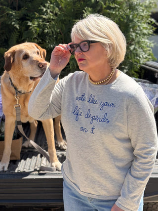Custom Mara Cotton Crewneck Cotton Silk Core LINGUA FRANCA NYC smoke