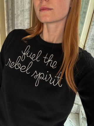 Custom Women's 100% Cashmere Crewneck Sweater Cashmere Core LINGUA FRANCA NYC black