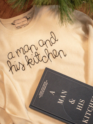 "a man and his kitchen" Crewneck  Lingua Franca NYC Cream XS 