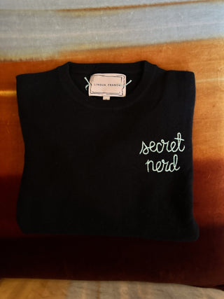 Custom Women's 100% Cashmere Crewneck Sweater Cashmere Core LINGUA FRANCA NYC black