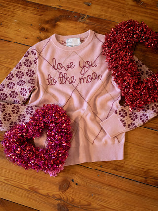 "love you to the moon and back" Argyle Pullover  Lingua Franca   