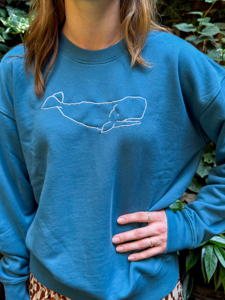 Whale Hugger on popular Boatneck Sweatshirt