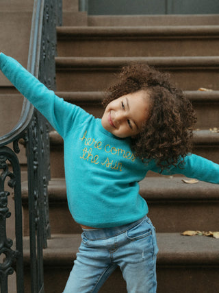 "here comes the sun" Kids Crewneck Sweater Lingua Franca NYC   
