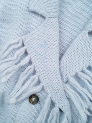 Mavis Fringe Knit Coat  Lingua Franca NYC   