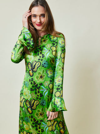 Anja Maxi Dress  Lingua Franca NYC Green Printed Floral XS 