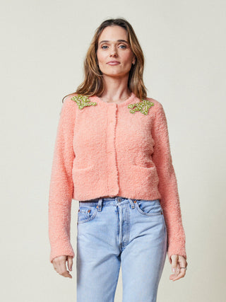 Beaded Nala Cropped Cardigan Sweater Lingua Franca NYC   