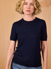 Custom Silk Cashmere Short Sleeve Crewneck