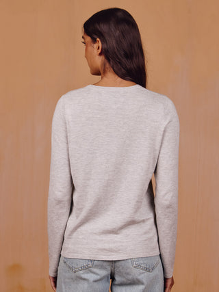 Custom Mara Cotton Crewneck Cotton Silk Core LINGUA FRANCA NYC Smoke 