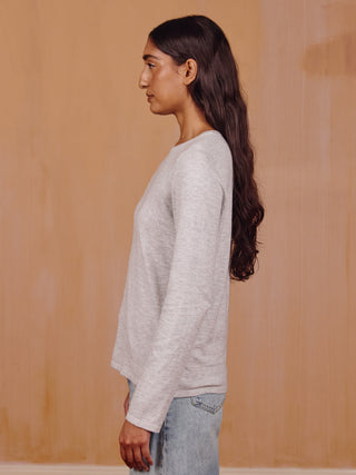 Custom Mara Cotton Crewneck Cotton Silk Core LINGUA FRANCA NYC Smoke 