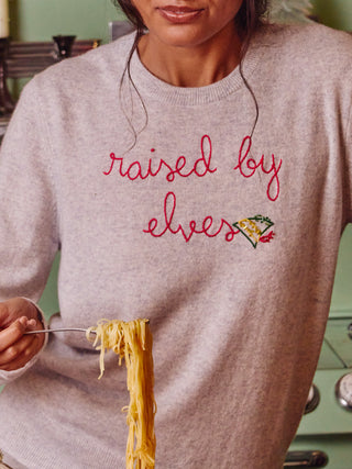 “raised by elves” Cashmere Crewneck