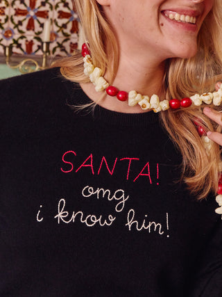 “SANTA! omg i know him!” Cashmere Crewneck