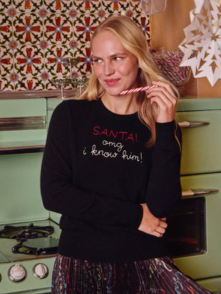 “SANTA! omg i know him!” Cashmere Crewneck
