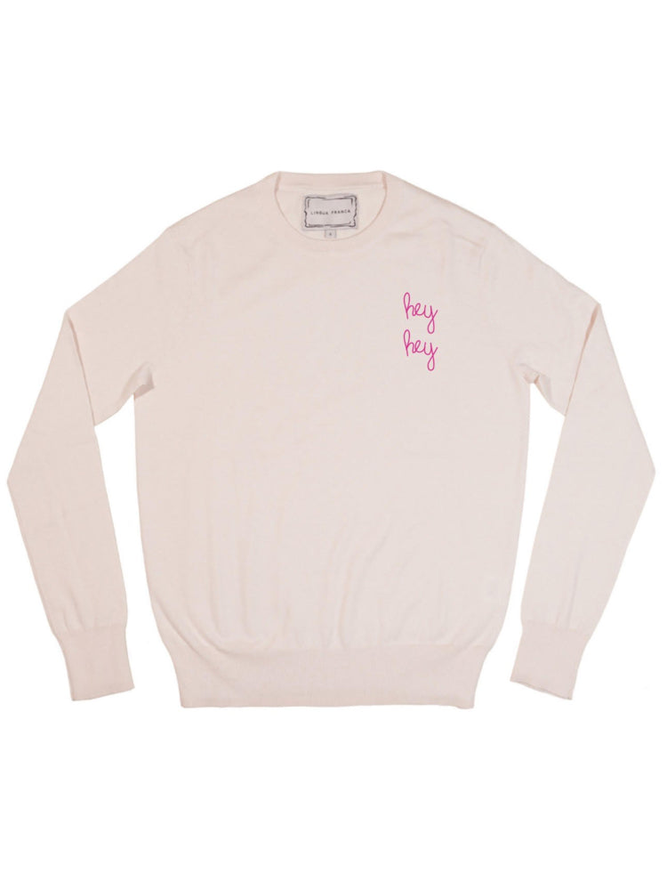 "hey hey" Women's Cotton Silk Crewneck