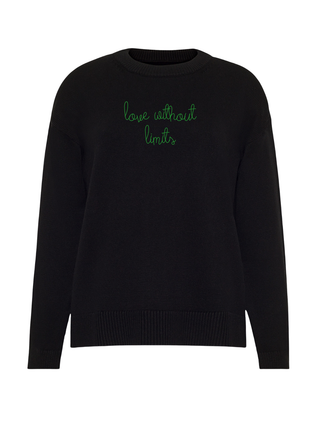 "love without limits" Maxine Sweater Cotton Cashmere LINGUA FRANCA NYC Black XS