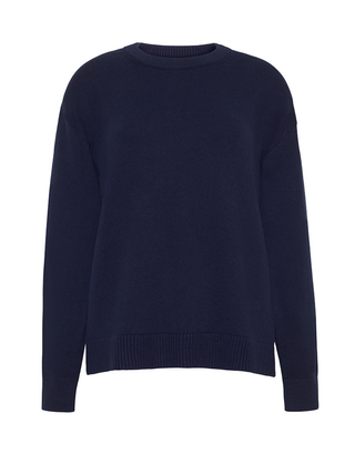 Custom Maxine Sweater Cotton Cashmere LINGUA FRANCA NYC Navy XS