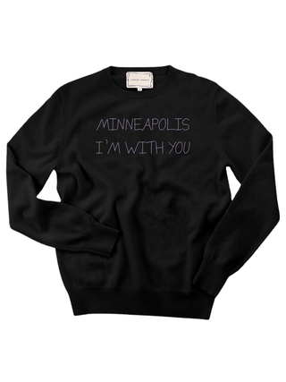 "minneapolis i'm with you" Women's Crewneck Cashmere Core LINGUA FRANCA NYC Black XS