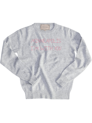 "minneapolis i'm with you" Women's Crewneck Cashmere Core LINGUA FRANCA NYC Smoke XS