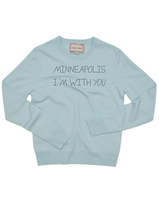 "minneapolis i'm with you" Women's Crewneck Cashmere Core LINGUA FRANCA NYC Seafoam XS