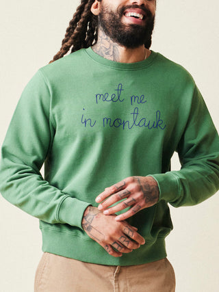 "meet me In montauk" Men's Sweatshirt  Lingua Franca NYC S Vintage Green 