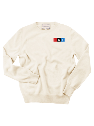"npr block logo" Women's Crewneck Cashmere Core LINGUA FRANCA NYC Cream XS