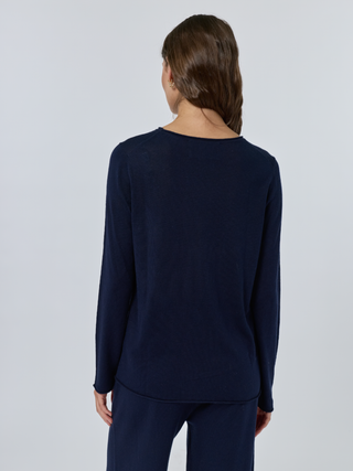 Sans Stitching Silk Cashmere Crewneck Silk Cashmere Core LINGUA FRANCA NYC Navy