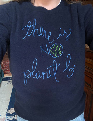 "there is no planet b" Women's Crewneck Cashmere Core LINGUA FRANCA NYC