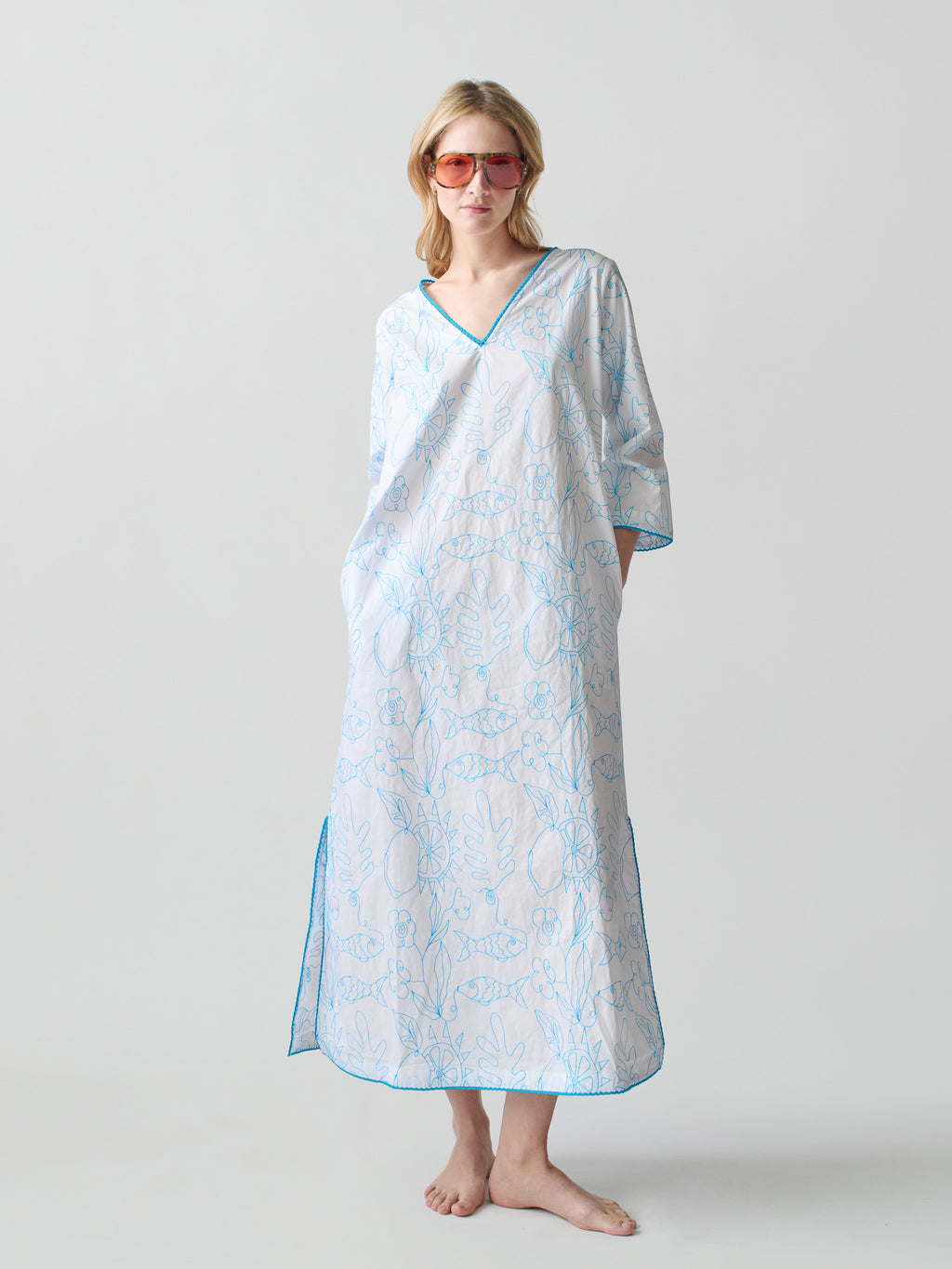 Petra Caftan White Multi / XS/SM