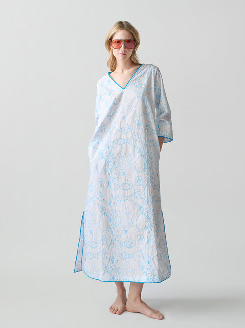 Petra Caftan White Multi / MD/LG