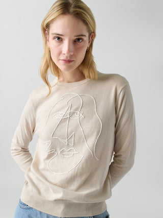 Lax Face Crewneck RTW LINGUA FRANCA NYC Canvas XS