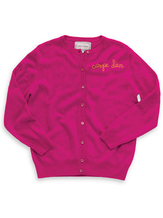 "carpe diem" Cardigan  Lingua Franca NYC Fuchsia XS 