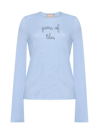 "queen of tiles" Silk Cashmere Crewneck