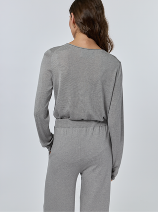 Sans Stitching Silk Cashmere Crewneck Silk Cashmere Core LINGUA FRANCA NYC Smoke