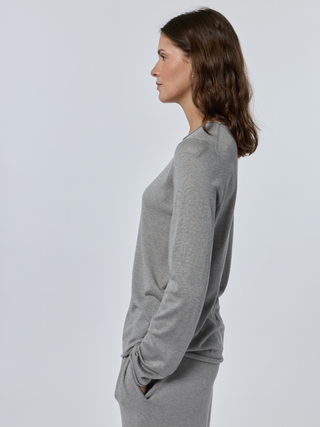 Sans Stitching Silk Cashmere Crewneck Silk Cashmere Core LINGUA FRANCA NYC Smoke