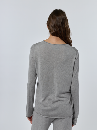 Sans Stitching Silk Cashmere Crewneck Silk Cashmere Core LINGUA FRANCA NYC Smoke