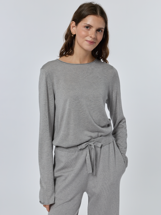 Sans Stitching Silk Cashmere Crewneck Silk Cashmere Core LINGUA FRANCA NYC Smoke