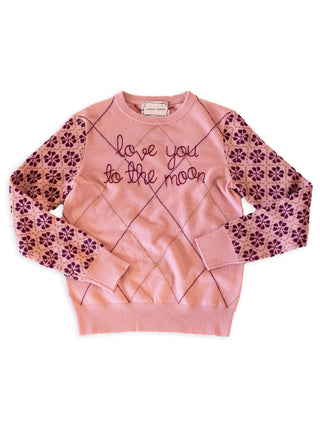 "love you to the moon and back" Argyle Pullover  Lingua Franca   