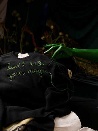 "don't hide your magic" Women's Crewneck Sweater Lingua Franca NYC   