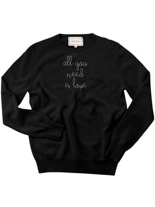 "all you need is love" Men's Crewneck Cashmere Core LINGUA FRANCA NYC Black XS